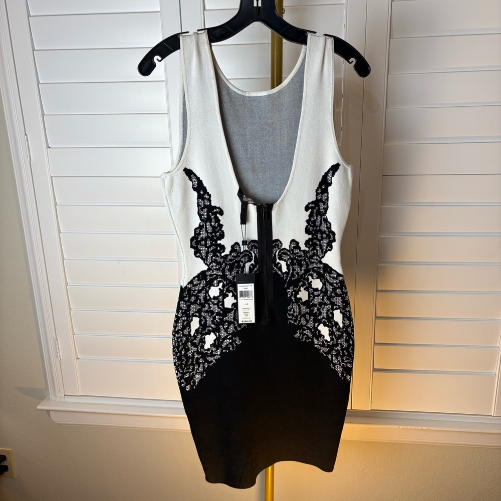 BCBGMaxAzria Black and White Contrast Mini Dress - Picture 5 of 9